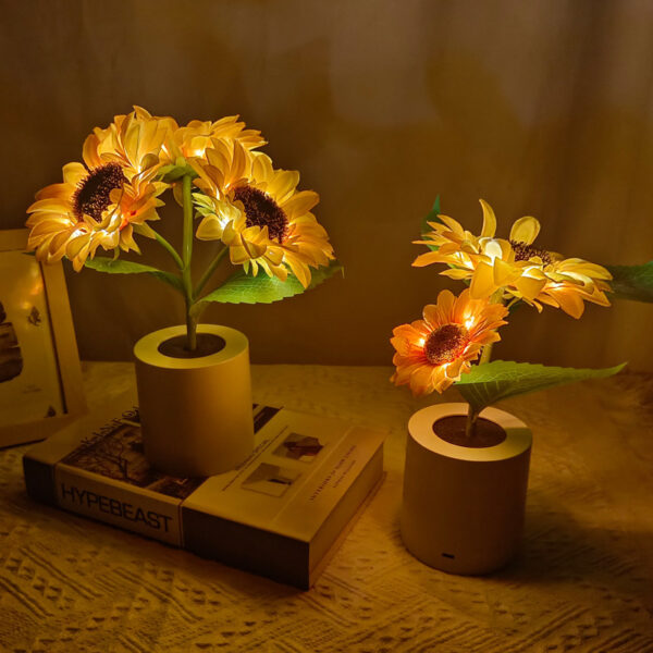 Rechargeable Sunflower Led Simulation Night Light Table Lamp Simulation Flowers Decorative Desk Lamp For Resturaunt Hotel Wedding Gift - Image 4