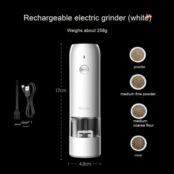 Rechargeable Electric Pepper And Salt Grinder Set One-Handed No Battery Needed Automatic Grinder With Adjustable Coarseness LED Light Refillable - Image 6