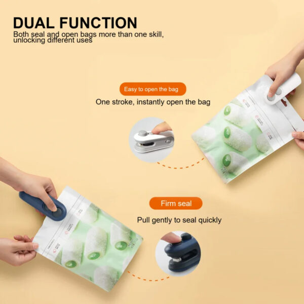 Chip Bag Sea Vacuum Sealing Machine Handheld Heat Vacumn Sealer Portable Heat Sealer USB Rechargeable For Food Storage Clip Bag Kitchen Gadgets - Image 3